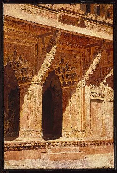 Edwin Lord Weeks Curiously Wrought Red Sandstone Arches Fort Agra India Norge oil painting art